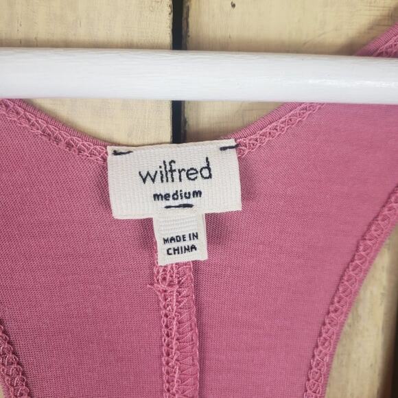 Wilfred Tank Top Women M Aritzia Pink Knit Jersey Racerback with Side Fringe - Picture 3 of 4